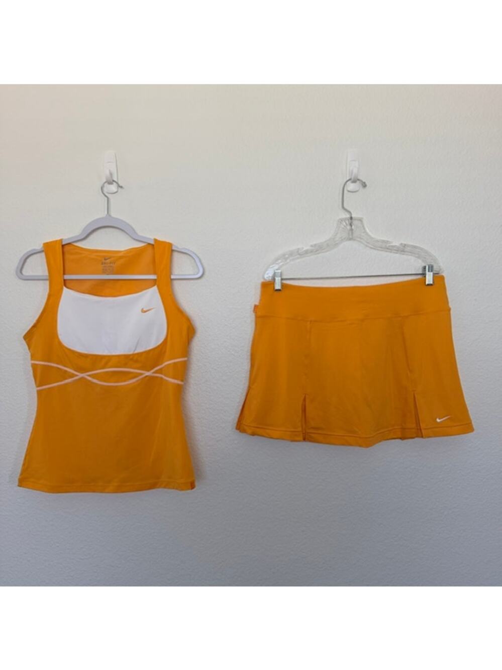 Nike Orange and White Tennis Skort Set Tank Top M + Skirt MED but will fit Large